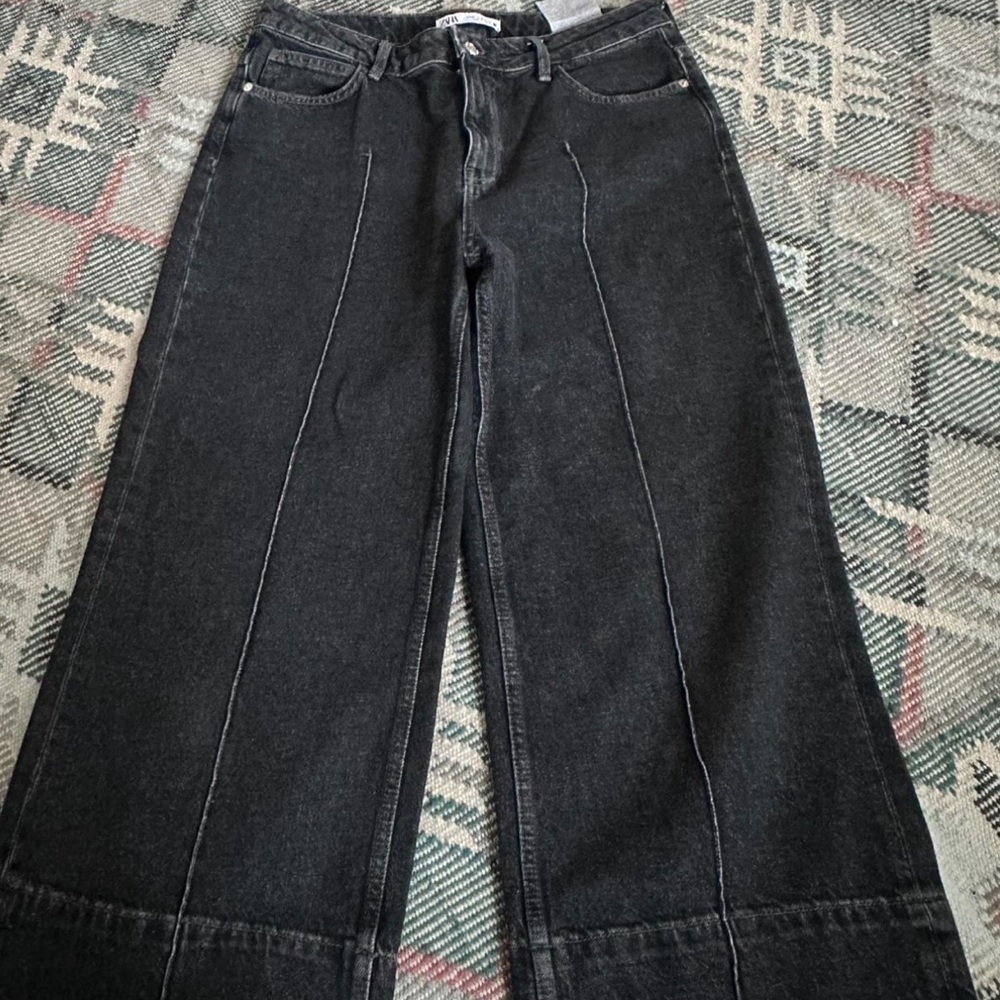 Zara Charcoal Wide-Leg Jeans